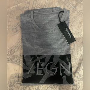 Z Zegna Short Sleeve Wool Grey T shirt Sz L